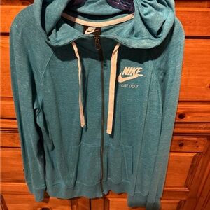 Nike Women's Lightweight Teal Blue Zip-Up Hoodie